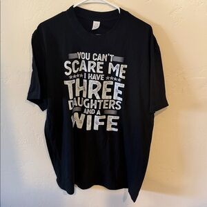 Black T-Shirt with Bold White Text new without tag